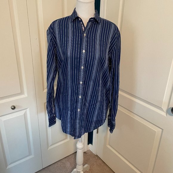 Robert Graham Other - Robert Graham 90s Old Money Skeleton Blue Striped Long Sleeve Button Down Size M